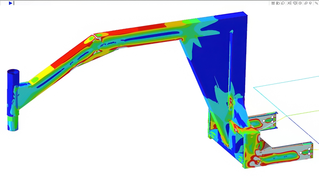 TWE Finite Element Analysis – Structural Stress Visualization – 2560×1440 Finite element analysis showing stress distribution on a structural component