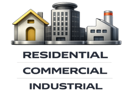 Residential, commercial, and industrial property icon used to represent service categories for Texas windstorm engineering and inspection services