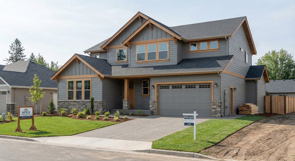 TWE Turnkey Residential Project – Completed Home – 2560×1396 Completed turnkey single-family residence with finished exterior and landscaping